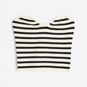 Black & White Strapless Tube Top with Sweetheart Neckline